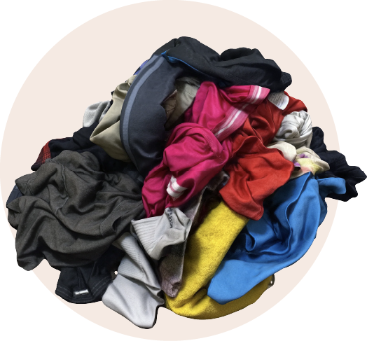 A pile of colorful unclaimed clothes